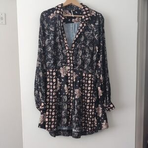 Free People Black and Pink Midi Dress